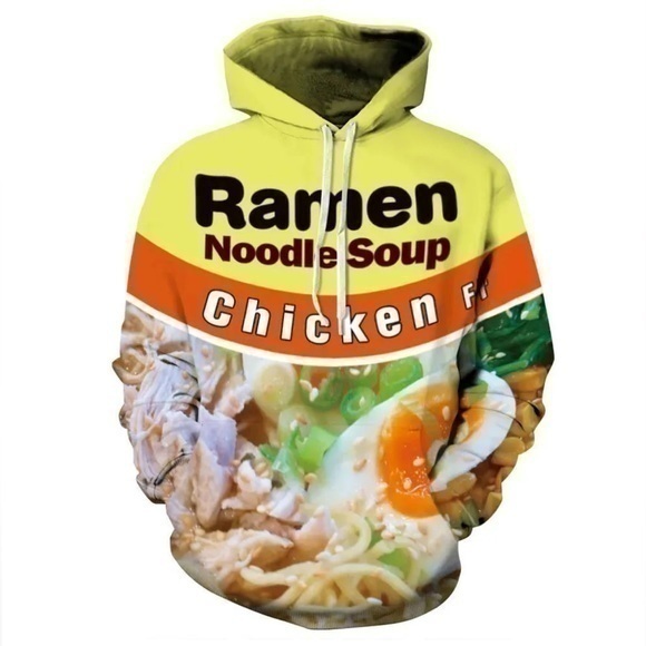 RAMEN NOODLE SOUP HOODED SWEATSHIRT, SIZE M - Picture 1 of 7
